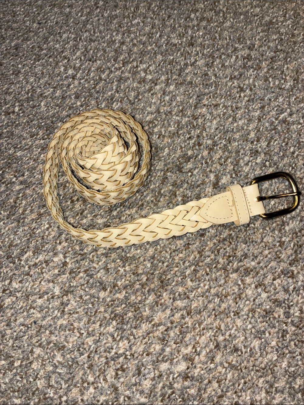 Vintage Women’s Braided Leather Belt in Light Cream Fits S M